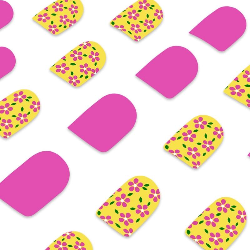 Square Press On Nail Flower Fake Nail Glues On Nail Artificial Acrylic Nail 12 Size 24pcs Stick On Nail for Women Girls