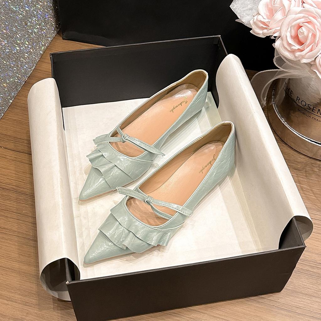 Fashion Flat Shoes for Women luxury 2025 New Spring Autumn Pointed Shallow Mouth Leather Comfortable Woman Shoes Ladies Work Shoes