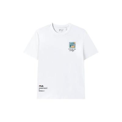 Logo Letter Print Casual Crew Neck American Vintage T-Shirt Men T-Shirts White F11M328104FWT