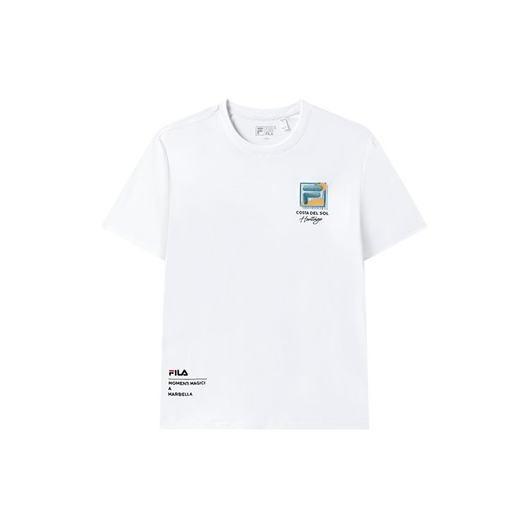 Fila Logo Letter Print Casual Crew Neck American Vintage T-Shirt Men T-Shirts White F11M328104FWT