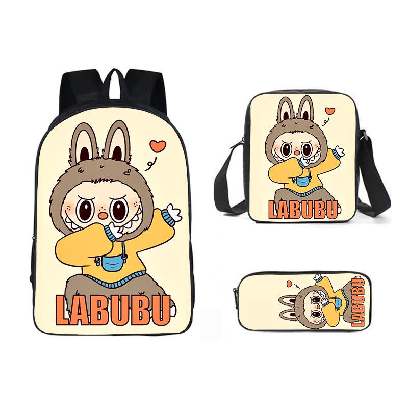 School Bag New Printing Three-piece Set Cartoon Rabbit Student Backpack Satchel Pencil Case Boys and Girls