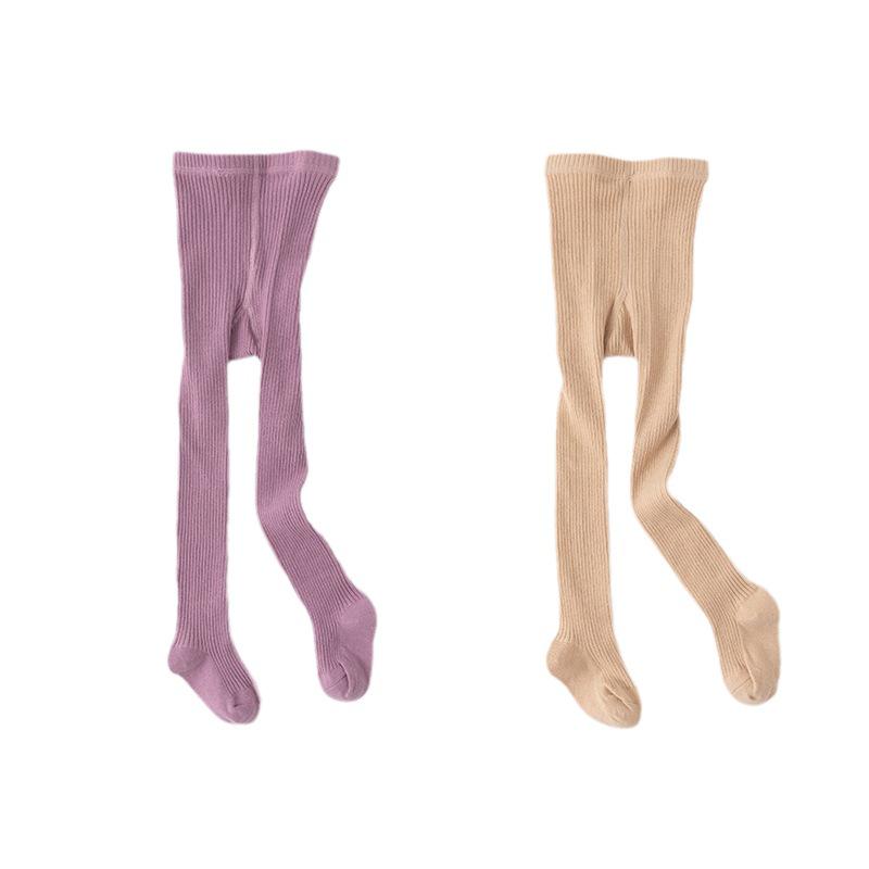 Spring & Autumn Solid Color Striped Baby Girls' Leggings & Bodysuit Pantyhose