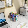 Acrylic Pen Holder, 360 Degree Rotating Pen Organizer, Rotating Desk Acrylic Office Organizer with 6 Compartments, Marker Organizer for Kid, Crayon