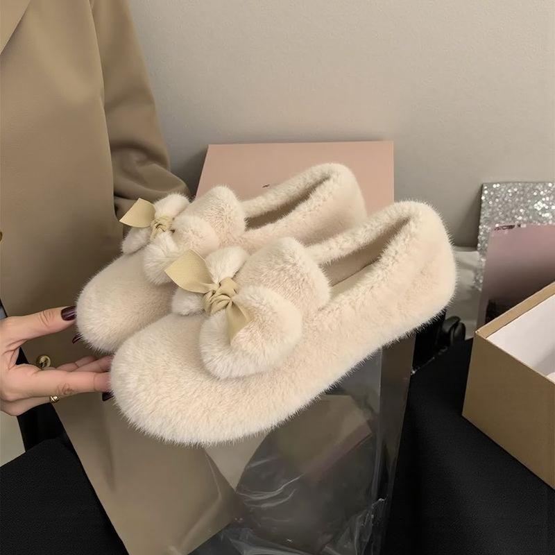 Neue Damen Herbst-Winter Trendige Mehrzweck Flache Fleece Baumwollschuhe