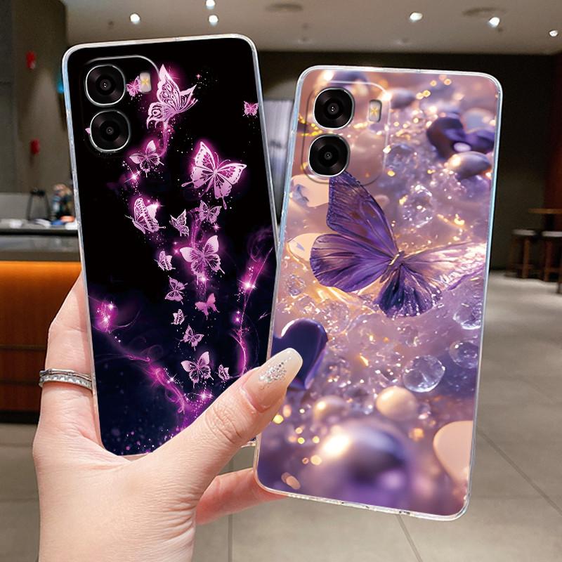 Custodia Per OPPO A6X 4G A6 Fiore Farfalla Cover Protettiva OPPOA6X 5G CPH2823 CPH2819 Trasparente Morbido Silicone TPU Copri Telefono
