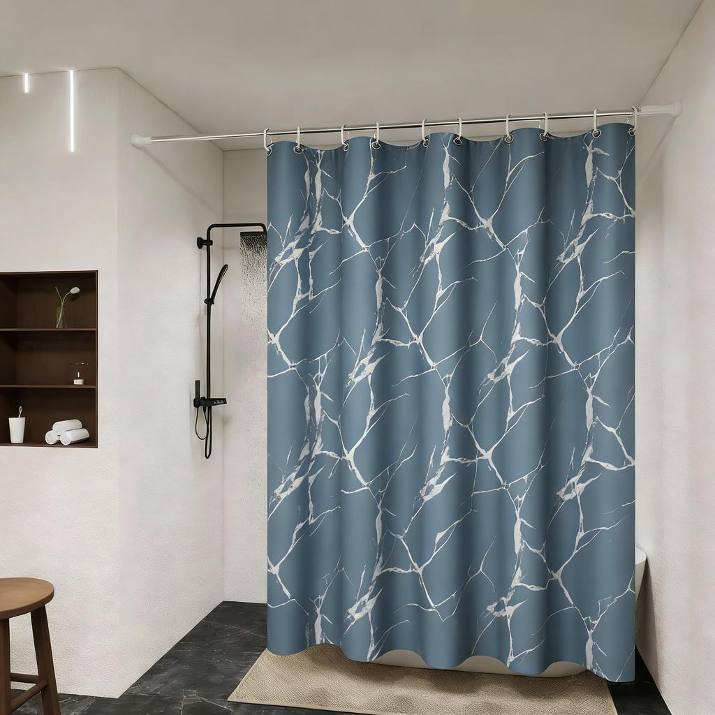Modern Black Abstract Interwoven Line Art Waterproof Shower Curtain