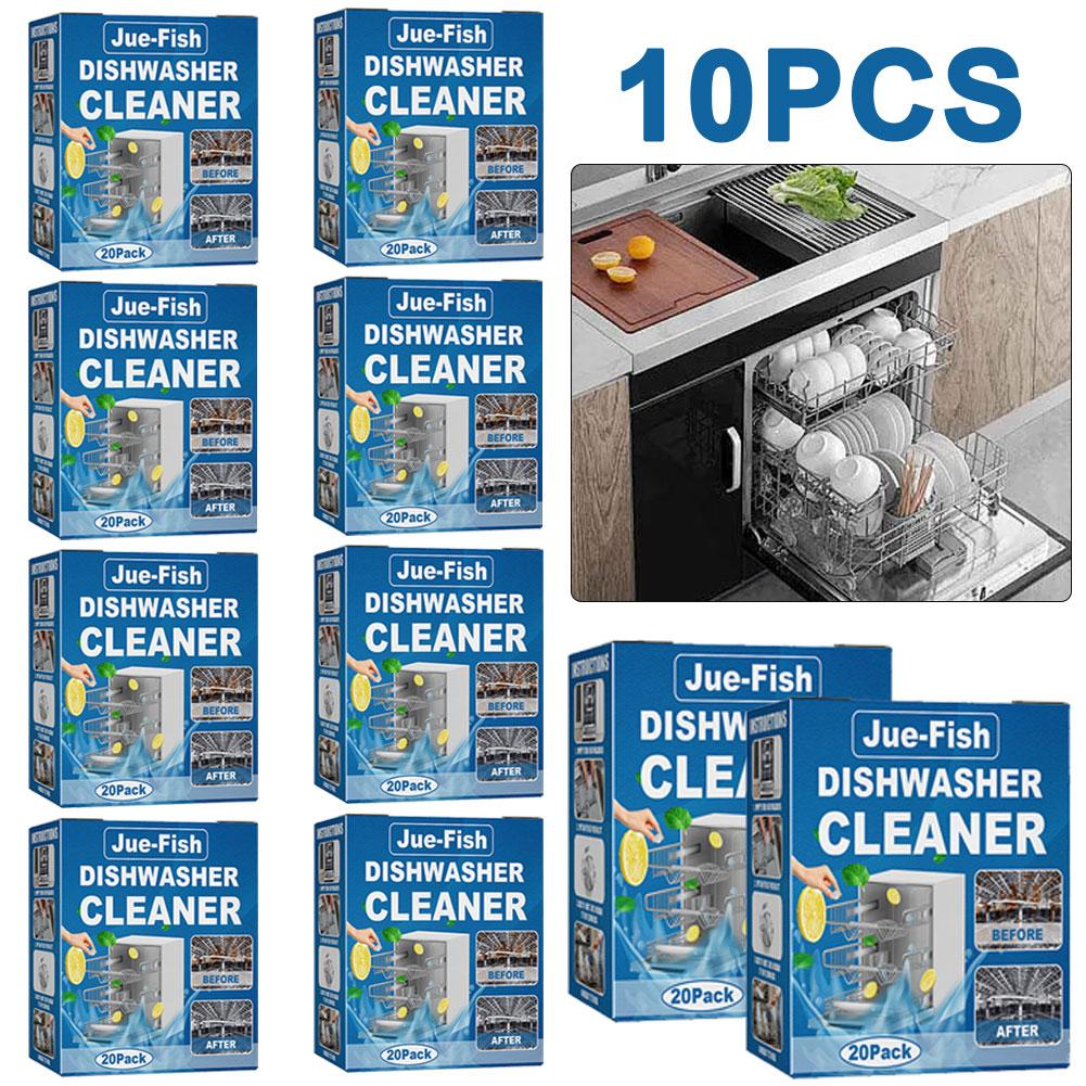 10Box Dishwasher Cleaning Tablets Removes Limescale Build Up and Odor Dishwasher Cleaner Strong Oil Stain Removal for Dishwasher