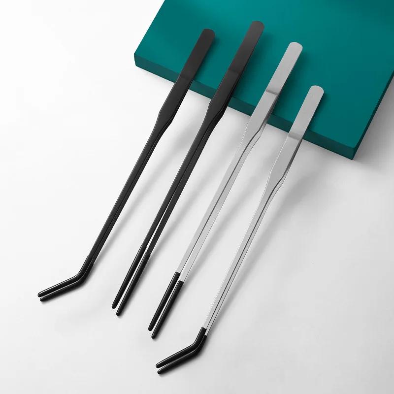 Stainless Steel Reptile Feeding Tongs With Rubber Tips Aquarium Aquarium Straight And Curved Tweezers Pet Feeding Accessories