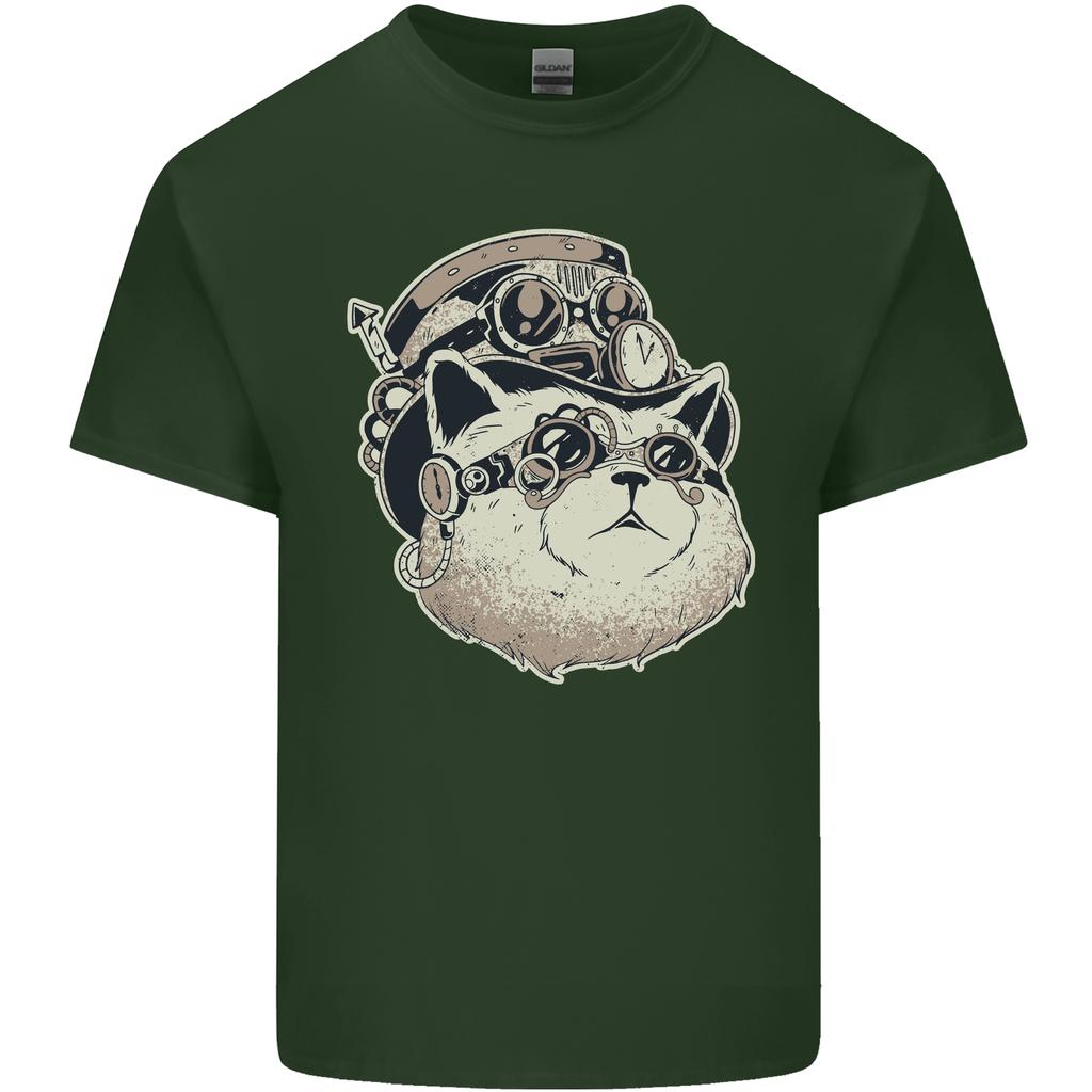 Steampunk Cat Unisexs Light Cotton TShirt