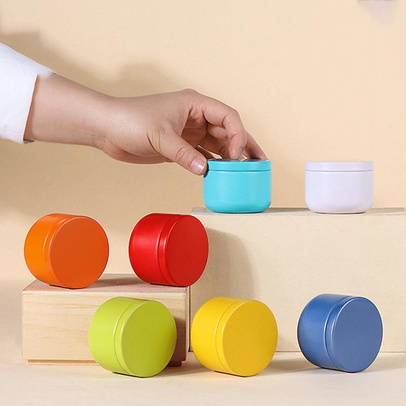 1/5Pcs Portable Tea Canister Mini Empty Pot Tea Box Candy Round Cans Thickened Iron Herb Sealing Jar Spice Storage Organizer
