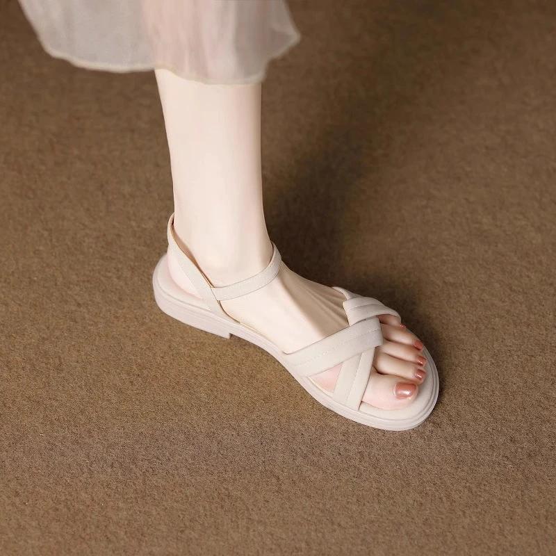 

Fashion Woman Heeled Sandals Summer Fashion Rear Zipper Open Toe Wedges Sandals Women Causal Comfort Beach Shoes Flats Footwear Sandalen 35 бежевый