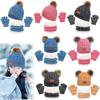 3PCS/set Kids Hat Scarf Gloves Set Baby Winter Warm Girls Boys Pompom Beanie Cap