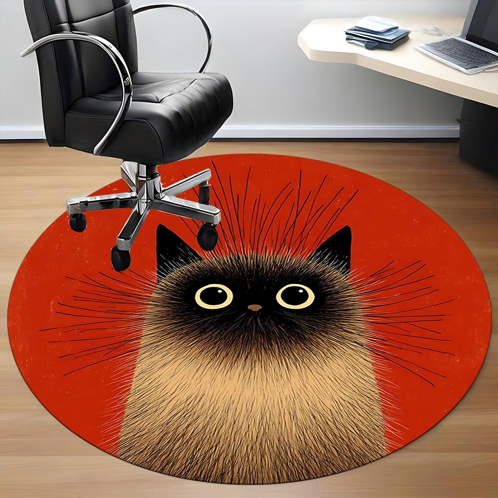 1PC Cat Whiskers Office Round Area Rug, Mat Suitable ForOffice, Under Office Chairs Bedroom Living Room Home Decor, Room Deco