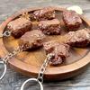 Pack of 6Pcs Artificial Steak Keychain Key Holder Bag Charm For Key Organization and Backpacks Keychain Accessories