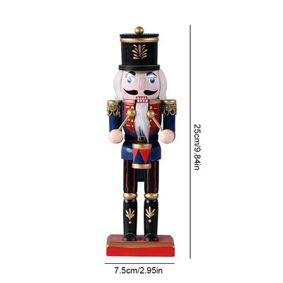 25cm Wooden Standing Nutcracker Ornament Handmade Christmas Nutcracker Figurine Decorative Nutcracker Model for Christmas Gift