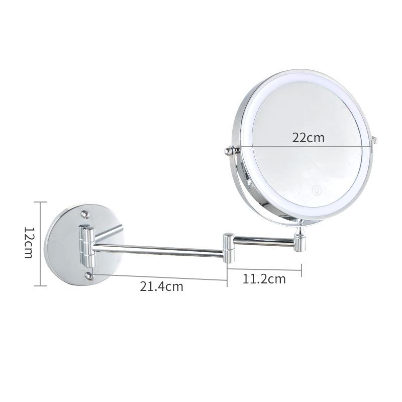 8 Inch Rechargeable Wall Mounted Bathroom Makeup Mirror with 3 Colors Lighting,Double Sided 10X Magnifying Lighted Vanity Mirror