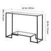SucceBuy Glass Console Table Modern Rectangle Sofa Side Table with Tempered Glass Top and Iron Legs Consloe Desk for Living Room