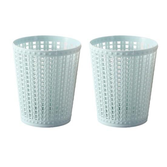 

2Pcs Desktop Trash Can Rattan-Like Hollow Design Anti-Aging Mini Desktop Trash Can Compact Size Desk