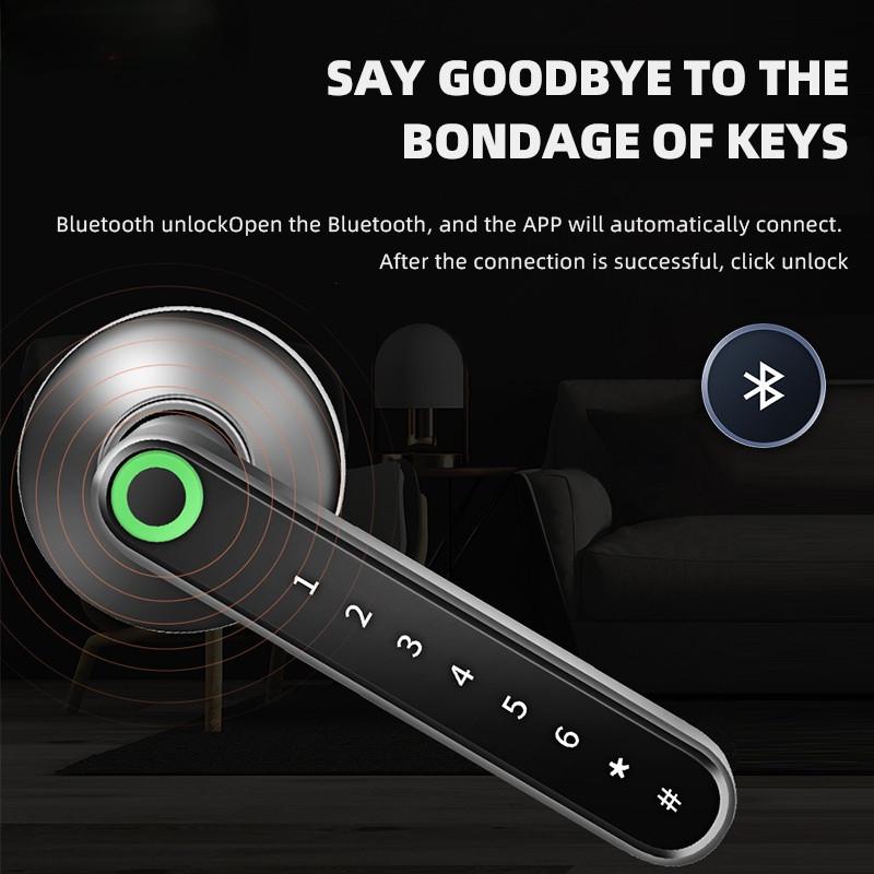 Biometryczny Zamek Bezpieczeństwa do Drzwi Smart Fingerprint Keyless Czarno-Złoty dla Aplikacji Tuya