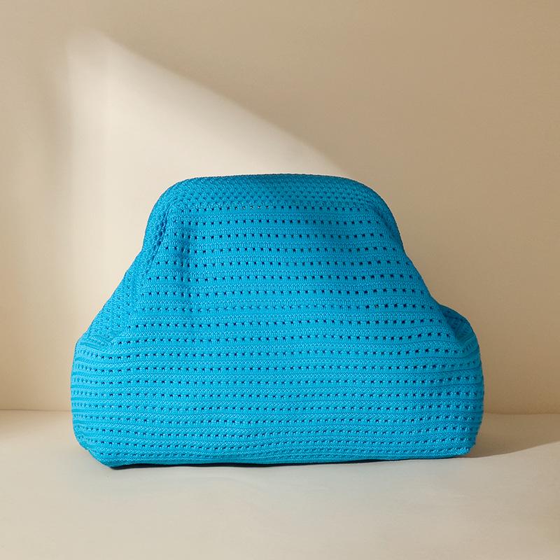 Nuova Borsa da Spiaggia Lavorata a Maglia: Elegante Pochette a Nuvola con Grande Capienza e Design Color Block