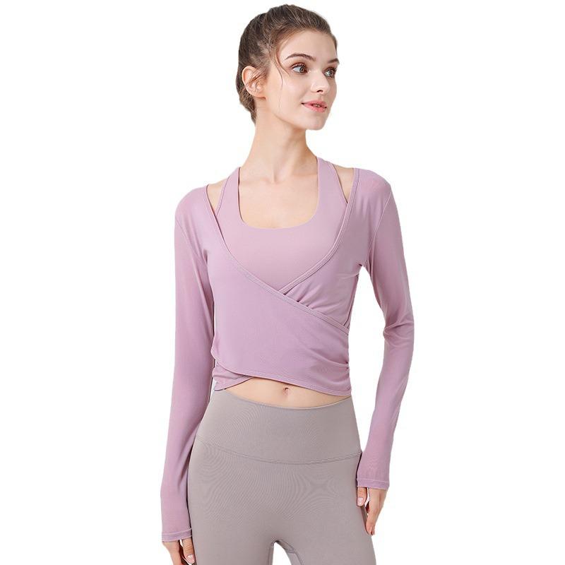 "Women's Long Sleeve Mesh Yoga Top - Breathable Pilates & Running Fitness Cover-Up"