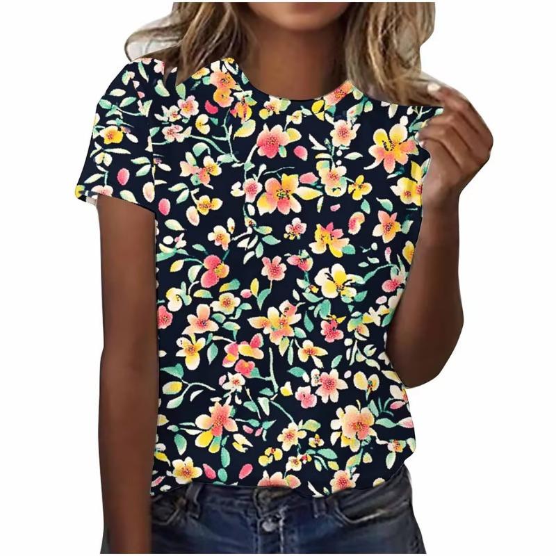 

Summer Women s Short Sleeved Floral 3D Digital Printing Short Sleeved Quick Drying T-shirt Women s Top Shirt 6xl
