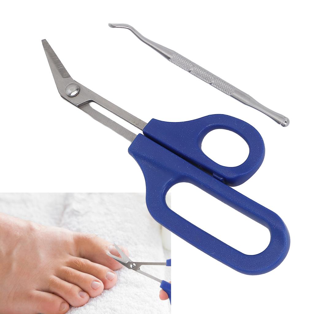 Ergonomische Zehennagelschere mit Griff, Zehennagelknipser, Feile für eingewachsene Zehennägel für ältere Schwangere