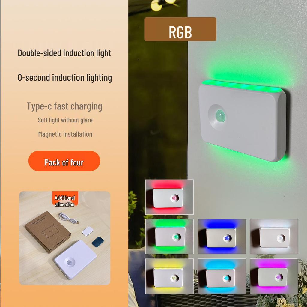 Wireless Magnetic LED Night Light with Human Infrared Sensor & Type-C Charging for Home Use