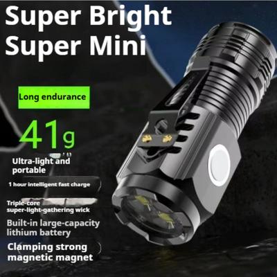 Three-eye Small Steel Cannon Rechargeable Super Bright Portable Outdoor Lighting Long-distance Strong Light Flashlight