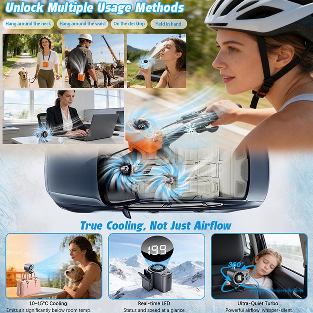 Portable Car Clip Fan 360 Degree Rotatable 100 Speed Wind USB Rechargeable Electric Fan Low Noise Mini Fan Clamp Anywhere