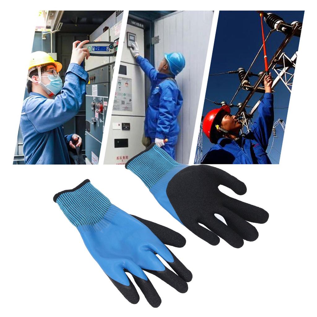 2 Pcs Electrical Insulated Gloves 1000V Voltage Double Sided Insulating Non Slip Nylon Rubber Electr