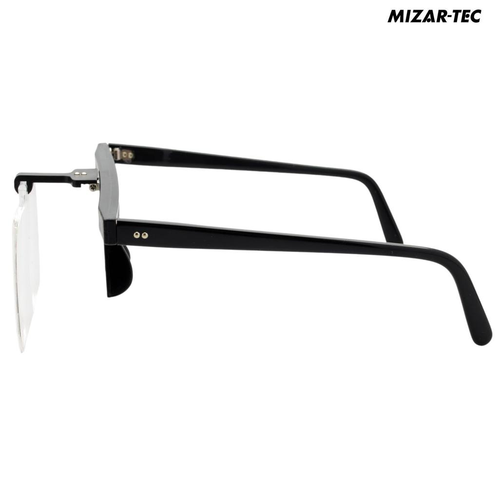 MIZAR-TEC Magnifying Glass, 2x Magnification, Acrylic Lens, Soft Case, and Lens Cloth Included, Eyeglasses Style, Ideal for Work, Reading, and