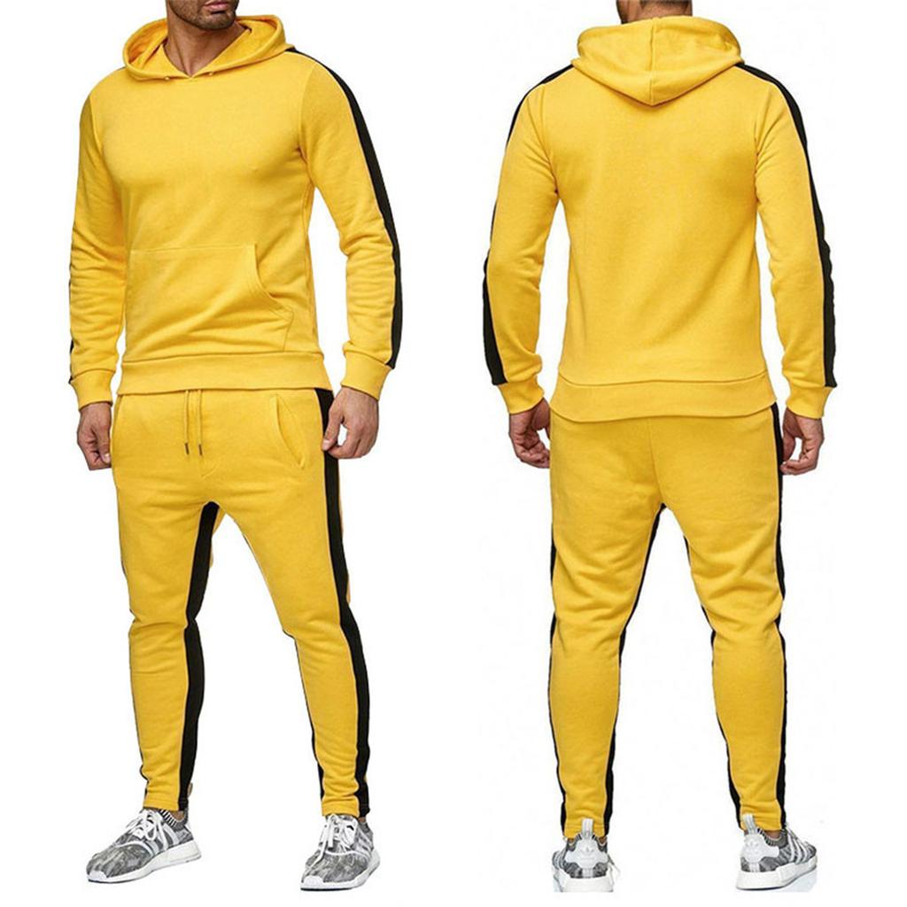Men'S Hooded Sportswear Two-Piece Long Sleeved Pullover Hoodie Sweatshirt+Sweatpants Set
