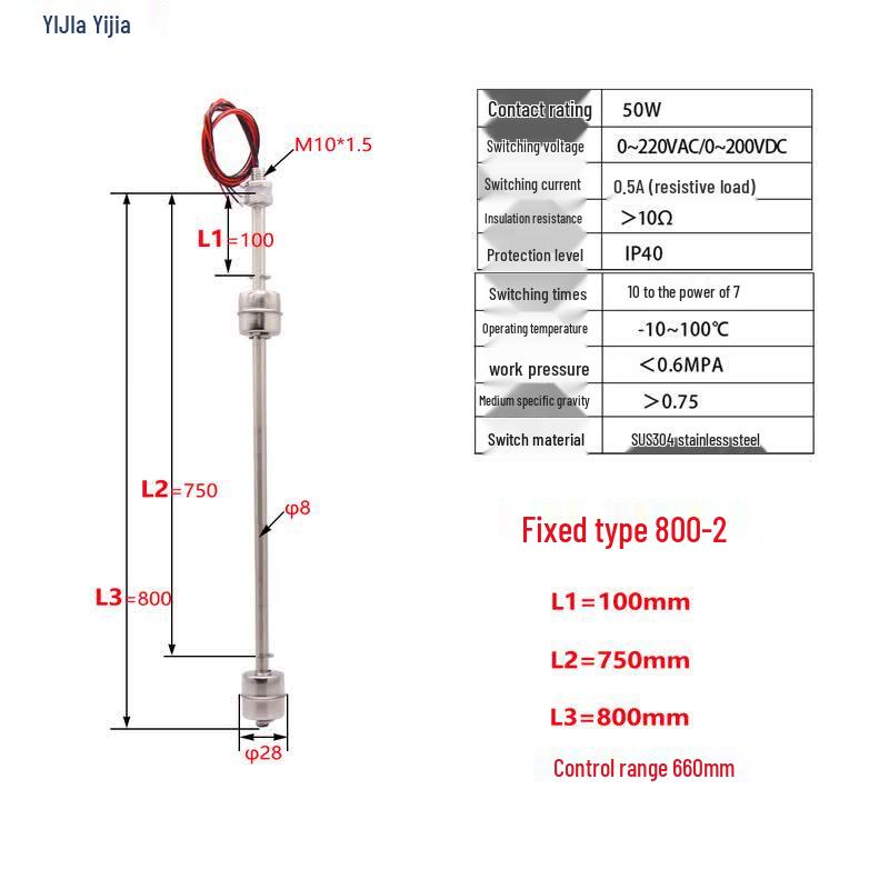 Maidian Stainless Steel Dual Float Level Switch Adjustable