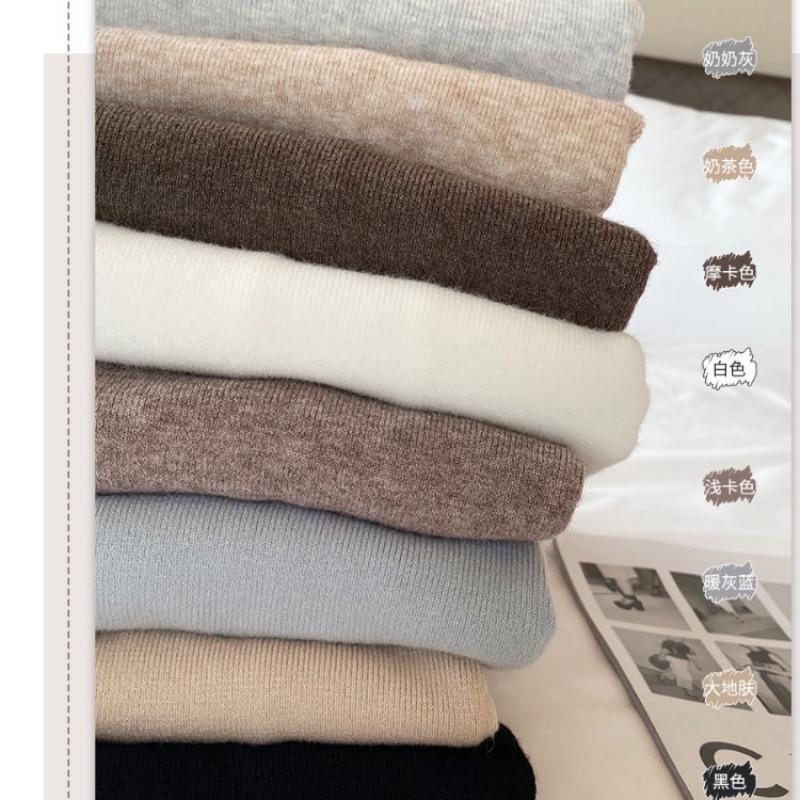 Dámský podzimní zimní svetr s hřejivým límcem, vnitřní vrstva, vlna, rolák, zesílený, teplý, slim-fit, pletenina s dlouhým rukávem