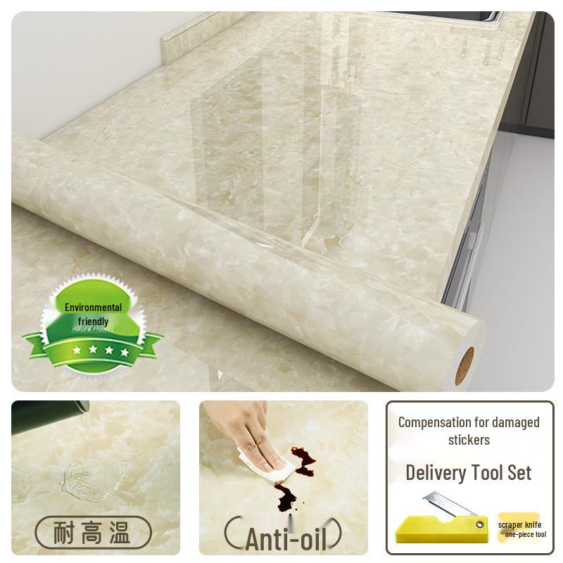 Oil-Proof Marble Kitchen Countertop Self-Adhesive Film with Aluminum Foil Backing and High-Temperature Resistance