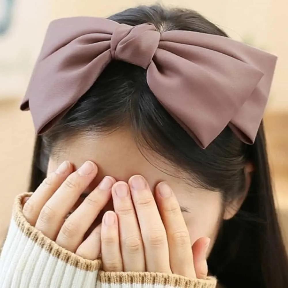 ASSHOP Indie Pink Satin Giant Ribbon Hairband Cute Headband