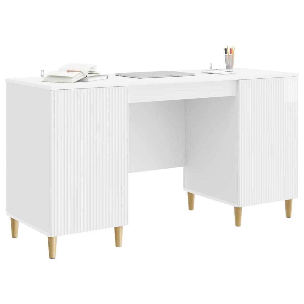 Glossy White Desk 142.5 x 50 x 75 cm Particleboard