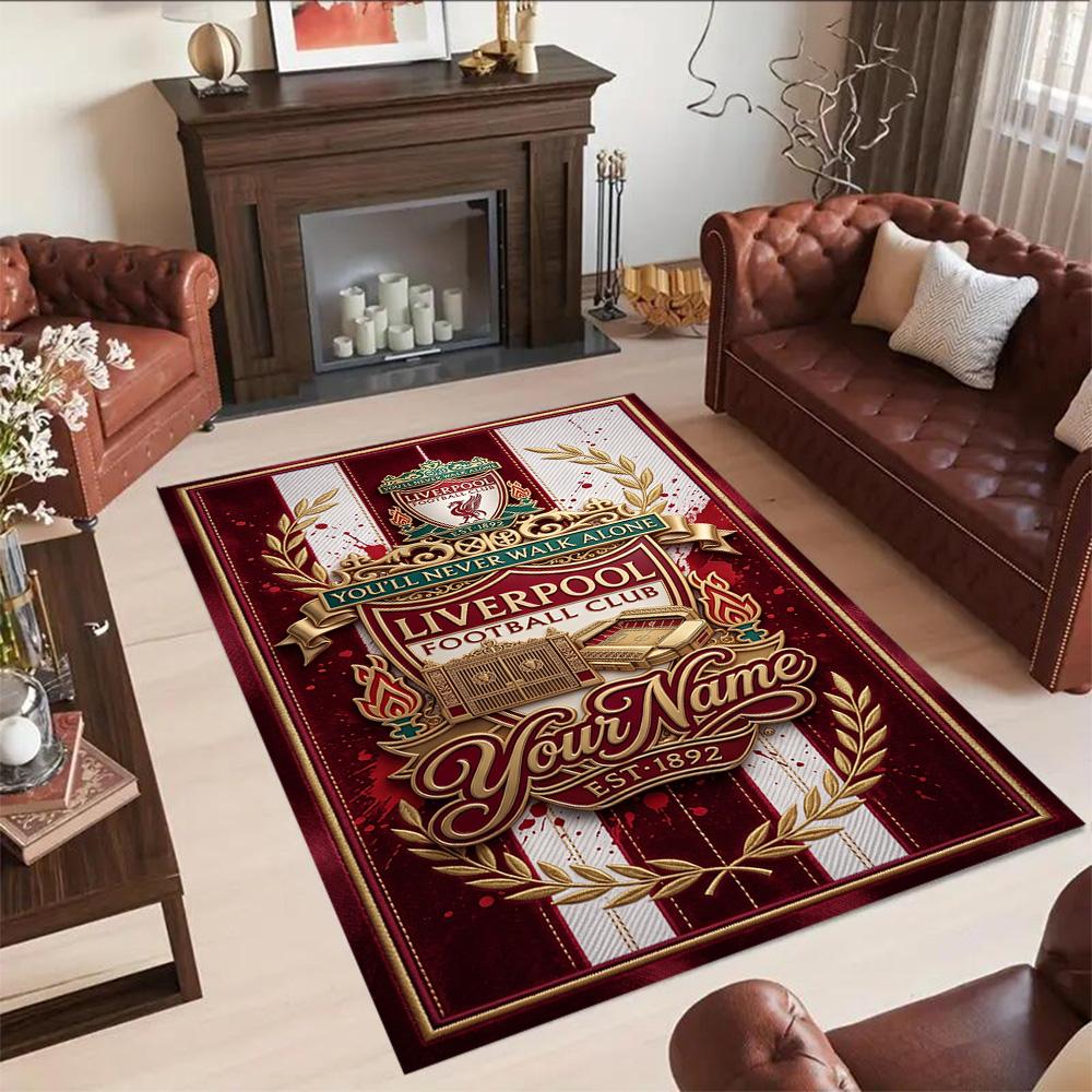 Liverpool Team Customized Name Carpet Design For Entryway Balcony Outdoor Bedrooms Antislip Rug Anime Office Decor