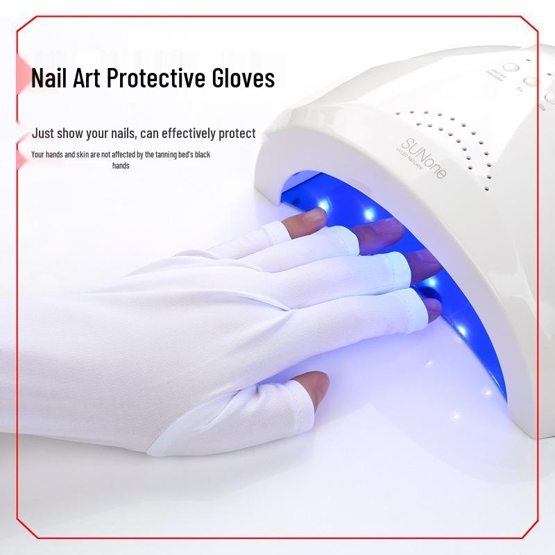 UV-Blocking Half-Finger Gloves for Nail Salons - Protects Against Phototherapy and Radiation 