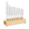 9 Pcs Tuning Fork Set 174 285 396 417 528 639 741 852 963Hz Tuning Fork Sound Healing Tool with Hammer and Wood Base