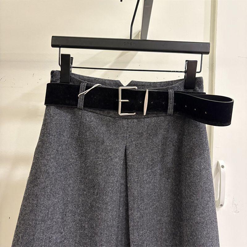 2025 Korean High-Waisted Woolen Slimming Skirt - Elegant Mid-Length for Autumn/Winter