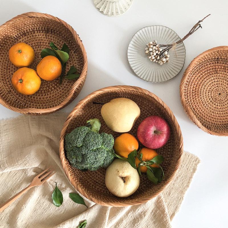 Hand-Woven Rattan Fruit & Bread Basket