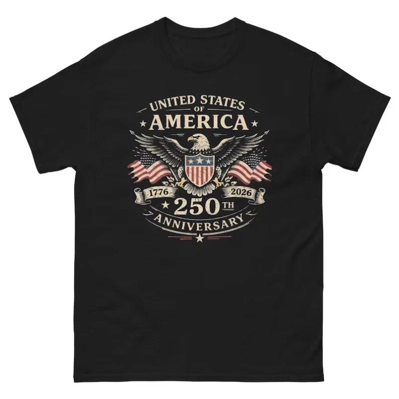 USA 250th Anniversary T-Shirt USA Flag Vintage 4th of July Patriotic Gift Tee L