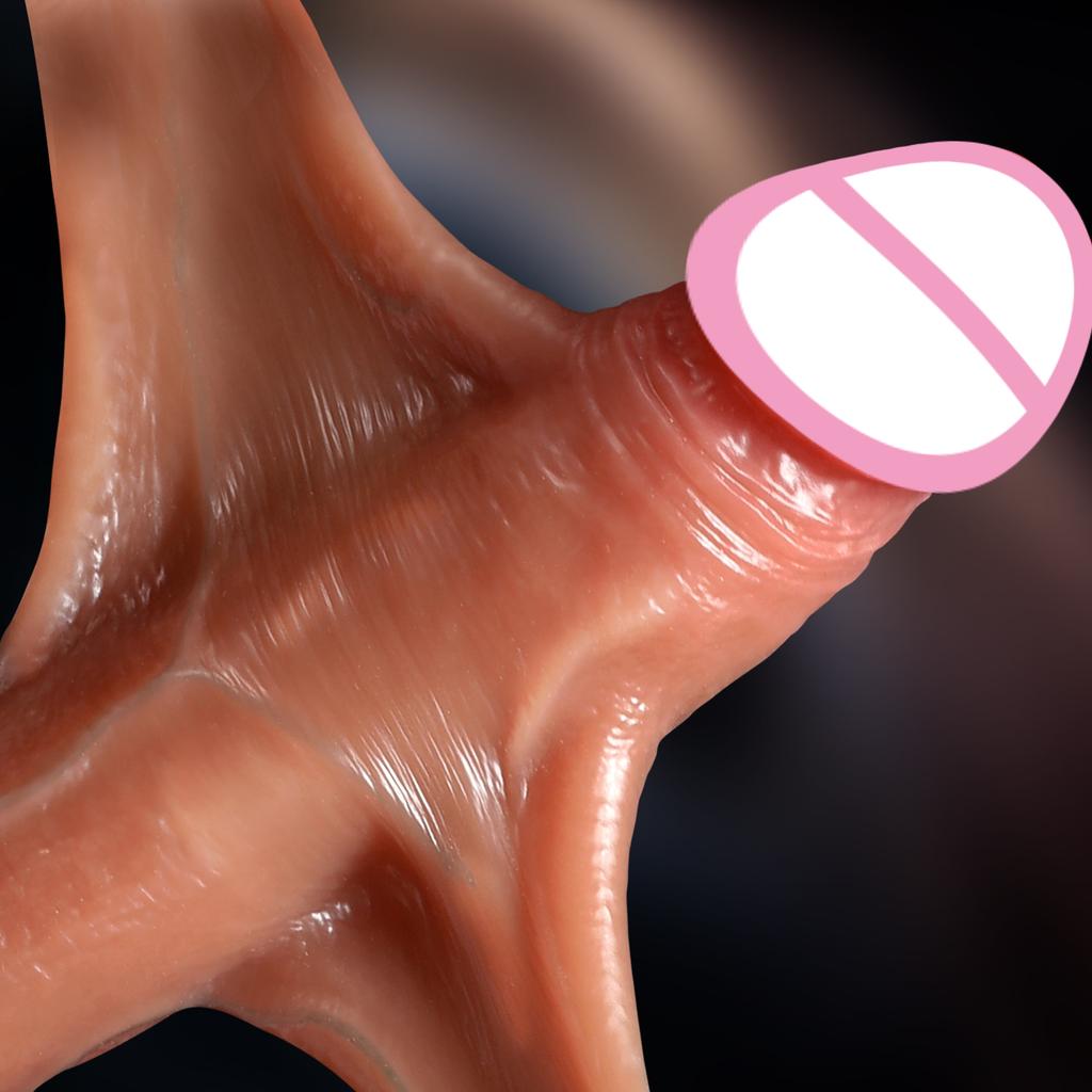 Neuer 2-in-1-Dildo mit verschiebbarer Vorhaut, verbesserter realistischer Penis mit Wassersprühstrahl und Saugnapf, Sexspielzeug für Frauen und Paare