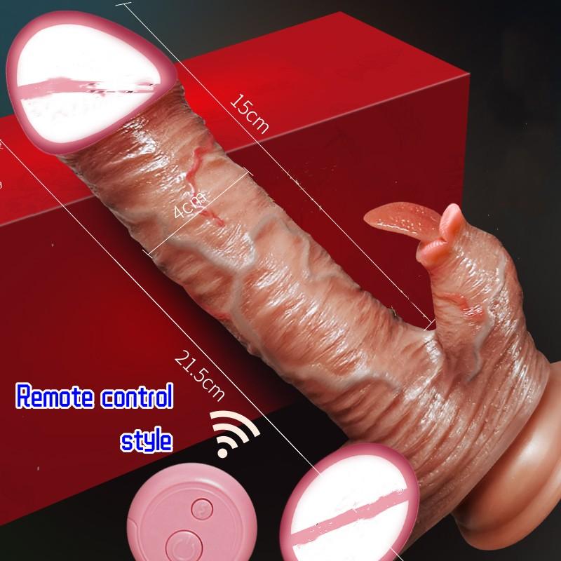 Dálkové ovládání Dildo Penis Ženská masturbace Lesbické sexuální hračky Šupina Topení Vibrátor Tekutý silikon Skutečné žíly Jazyk Olizování Klitoris Štípnutí Míč