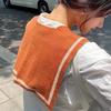 Korean Air-conditioned Room Color-blocking Small Shawl College Style Knitted Vest Protection Cervical Spine Warmth and Versatile