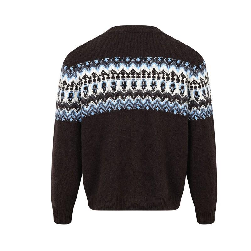 Cozy Fair Isle Knit Sweater Women Men Loose Fit Winter Casual Pullover With Crew Neck Cable