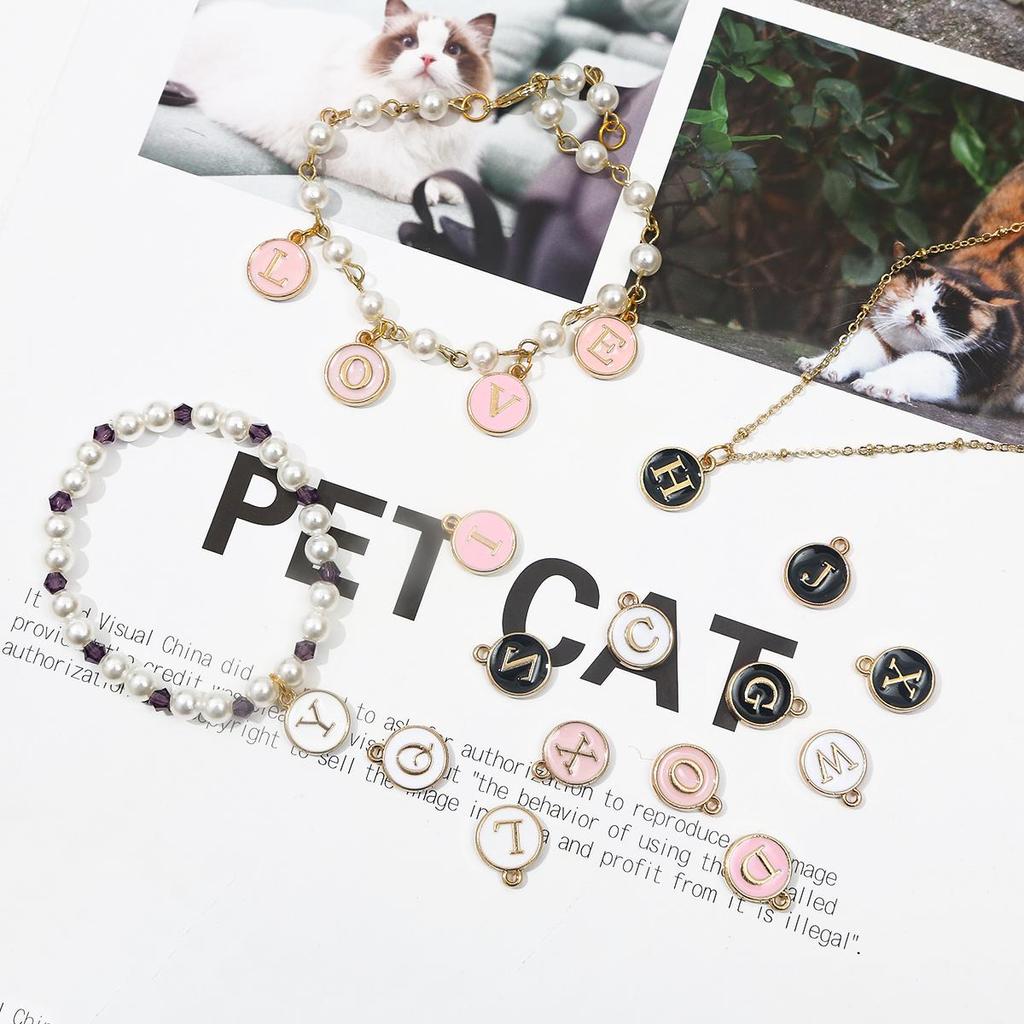 10Pcs 12x2.5mm Alphabet Double Face Charms Pendant Beads for Jewelry DIY Findings