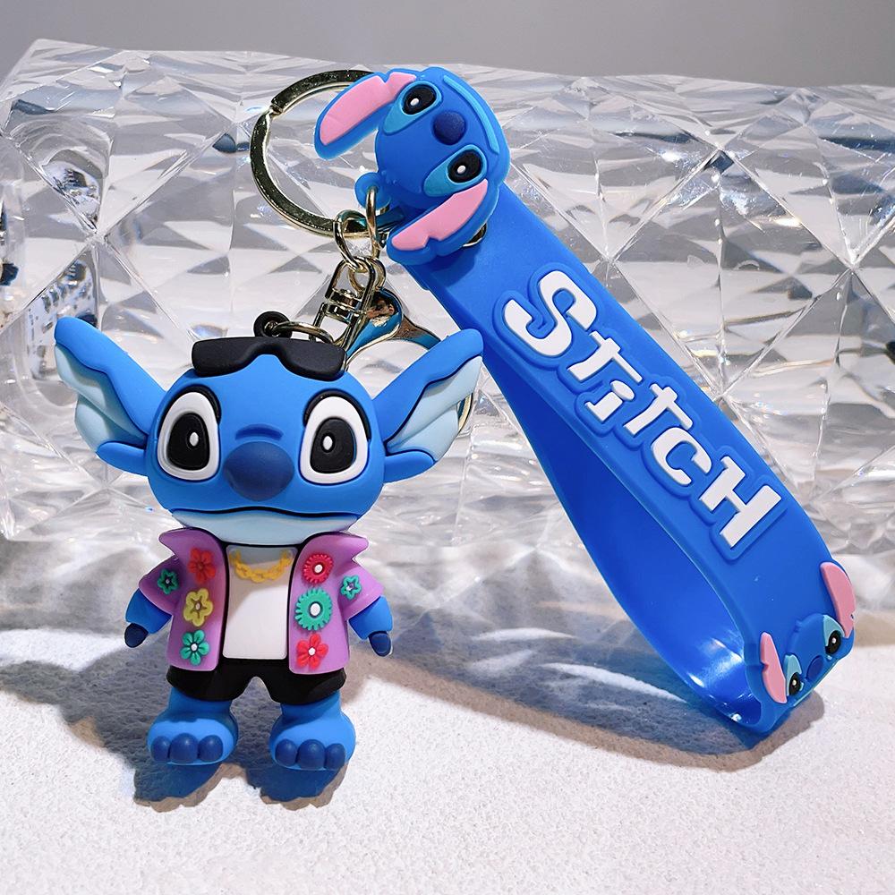 Stitch Keychains Car Key Handbag Accessories Pink Angel Anime Figures Keyring Christmas Gift